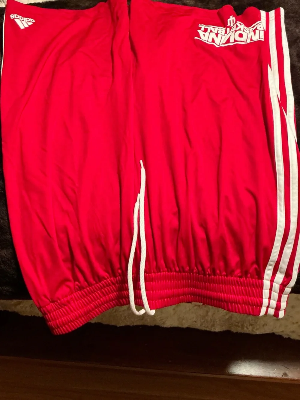 adidas Red Men's Athletic Basketball Shorts with White Side Stripes